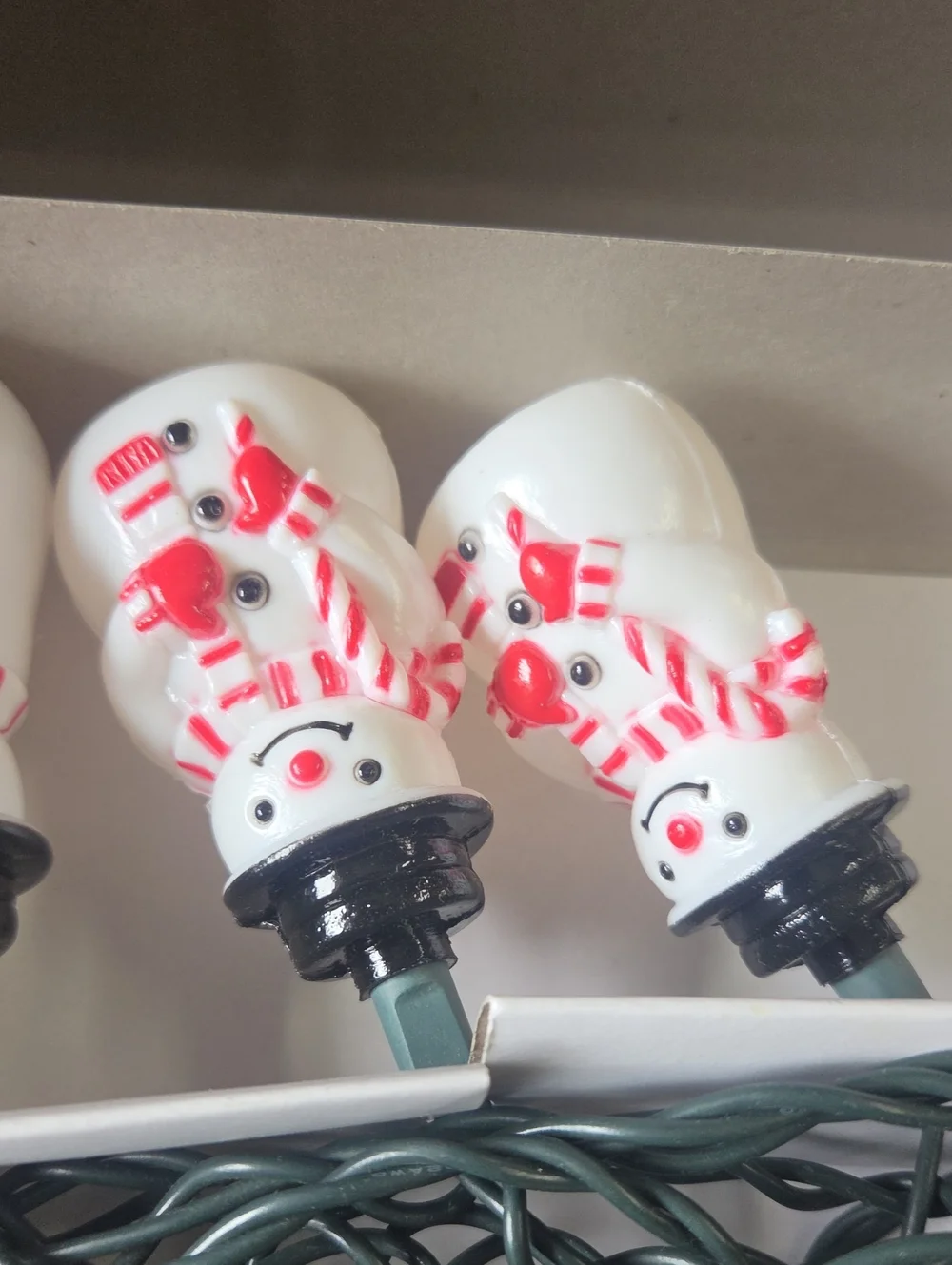 10 Light Set - Snowman Design, White Holiday Christmas Vintage